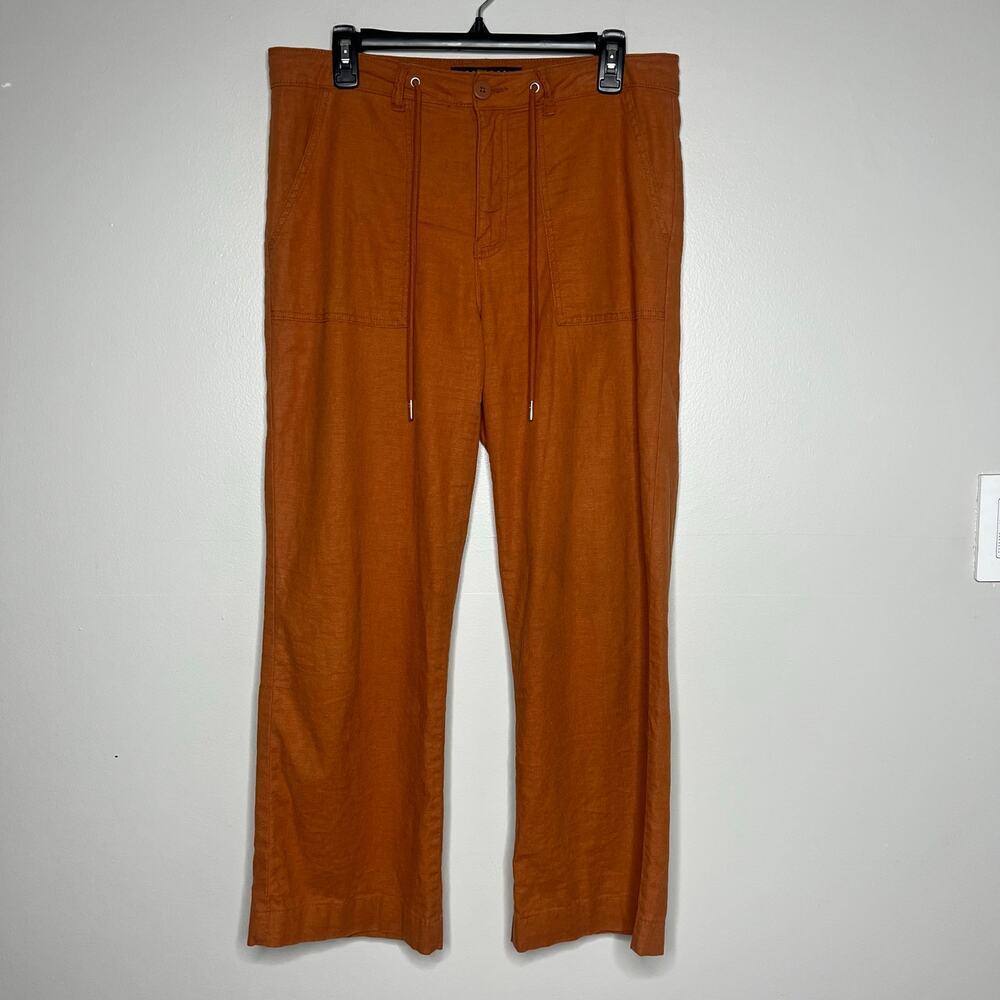 Sanctuary Women's Standard Surplus Linen Blend Drawstring Pants Sz 28 Rust Brown